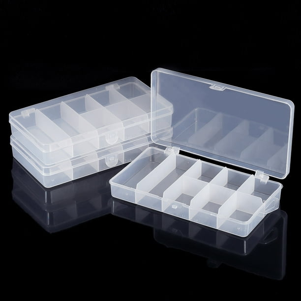 Unique Bargains Fishing Lure Storage Box 4 Pack Plastic Fish Tackle Container Organizer, Clear