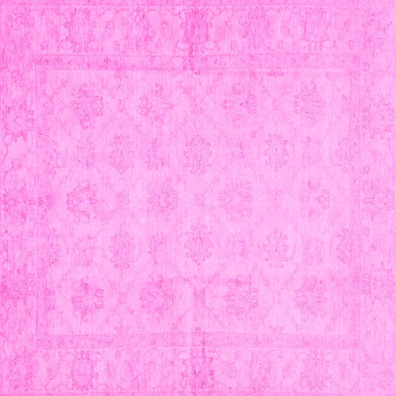 Ahgly Company Indoor Square Oriental Pink Modern Area Rugs, 6' Square