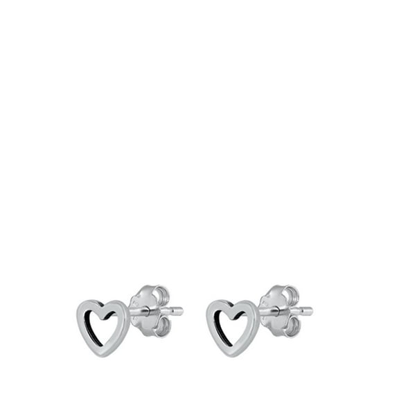 Tiny Open Promise Heart Cutout .925 Sterling Silver Minimalist Stud Earrings Jewelry Female Unisex