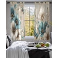 thumbnail image 3 of Teal Tulip Butterfly Sheer Curtains 45 Inch Length 2 Panels Set for Living Room/Bedroom, Beige Turquoise Floral Vintage Rustic Kitchen Curtains Grommet Semi-Sheer Curtains Window Treatments 42"x45"x2, 3 of 7