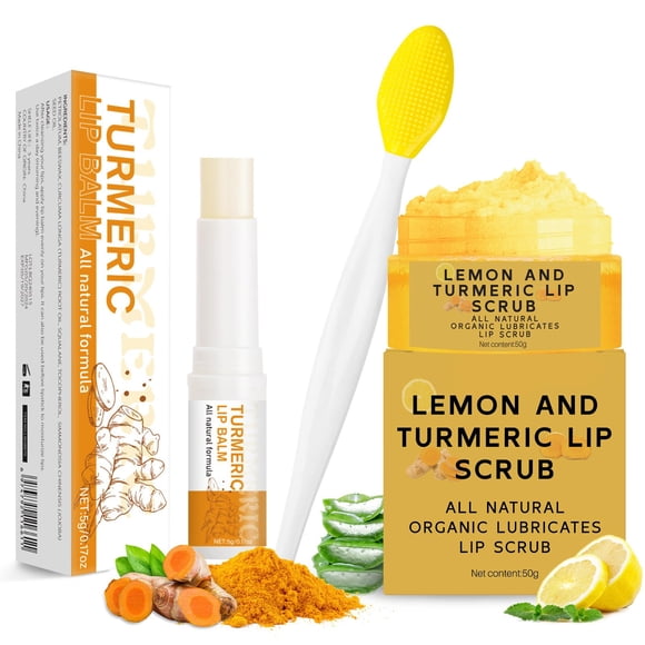 Set de exfoliante y bálsamo labial MUREND Turmeric Lemon, 3 unidades