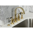 thumbnail image 4 of Kingston Brass KS8267CKLBS Kaiser Two-Handle 4-Hole Deck Mount Bridge Kitchen Faucet with Brass Side Sprayer in Brushed Brass, 4 of 8