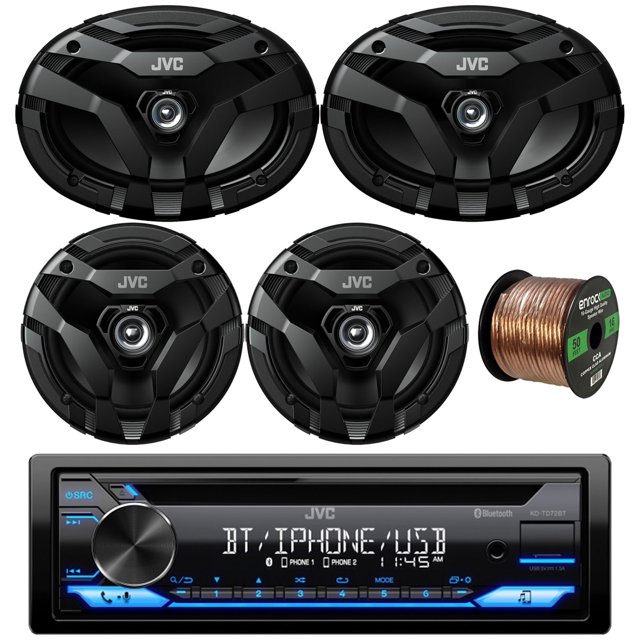 JVC KDTD72BT Single DIN Bluetooth USB AUX AM/FM Radio CD