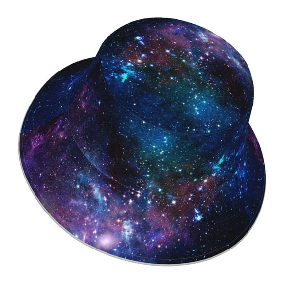 Space Galaxy Bucket Hat Stripe Beach Fisherman Hats For Women Men Reversible Double-Side-Wear With Reflective