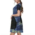 thumbnail image 2 of Balery Shambhala Cat In Van Gogh Impressionist Pattern Womens Dresses Loose Short sleeve Sundresses Swimsuit Coverup 2025 Summer Casual Dress for Women - A-Line Swing Dress, 2 of 6