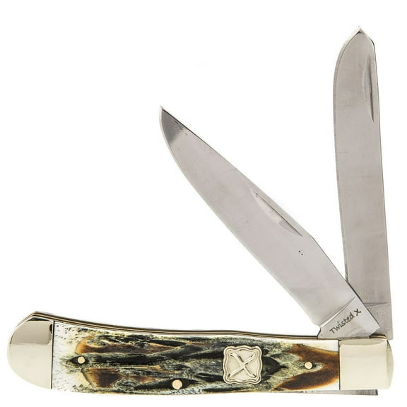 Twisted X Brand Natural Aged Bone Handle Two Blade Folding Knife, (XK-2001)
