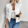 thumbnail image 2 of Htigea Womens Cropped Bomber Jackets Lightweight Long Sleeve Zip UP Jacket Y2k Tops Trendy Party Outerwear White S, 2 of 9