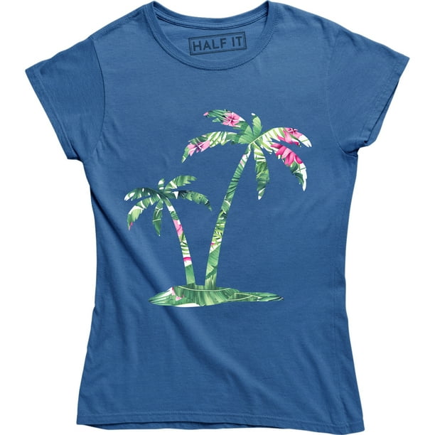 blue shirt with palm trees
