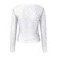 thumbnail image 4 of Lace Shirts For Women Fashionable Bead Round Neck Long Sleeved Womens Athletic Tops,White,M, 4 of 6