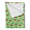 thumbnail image 2 of Cherry Soft Flannel Fleece Blanket, Rhythmic Healthy Looking Cherries Simplistic Pattern on Pastel Background, Cozy Plush for Indoor and Outdoor Use, 50" x 70", Pale Green Burgundy, by Ambesonne, 2 of 5
