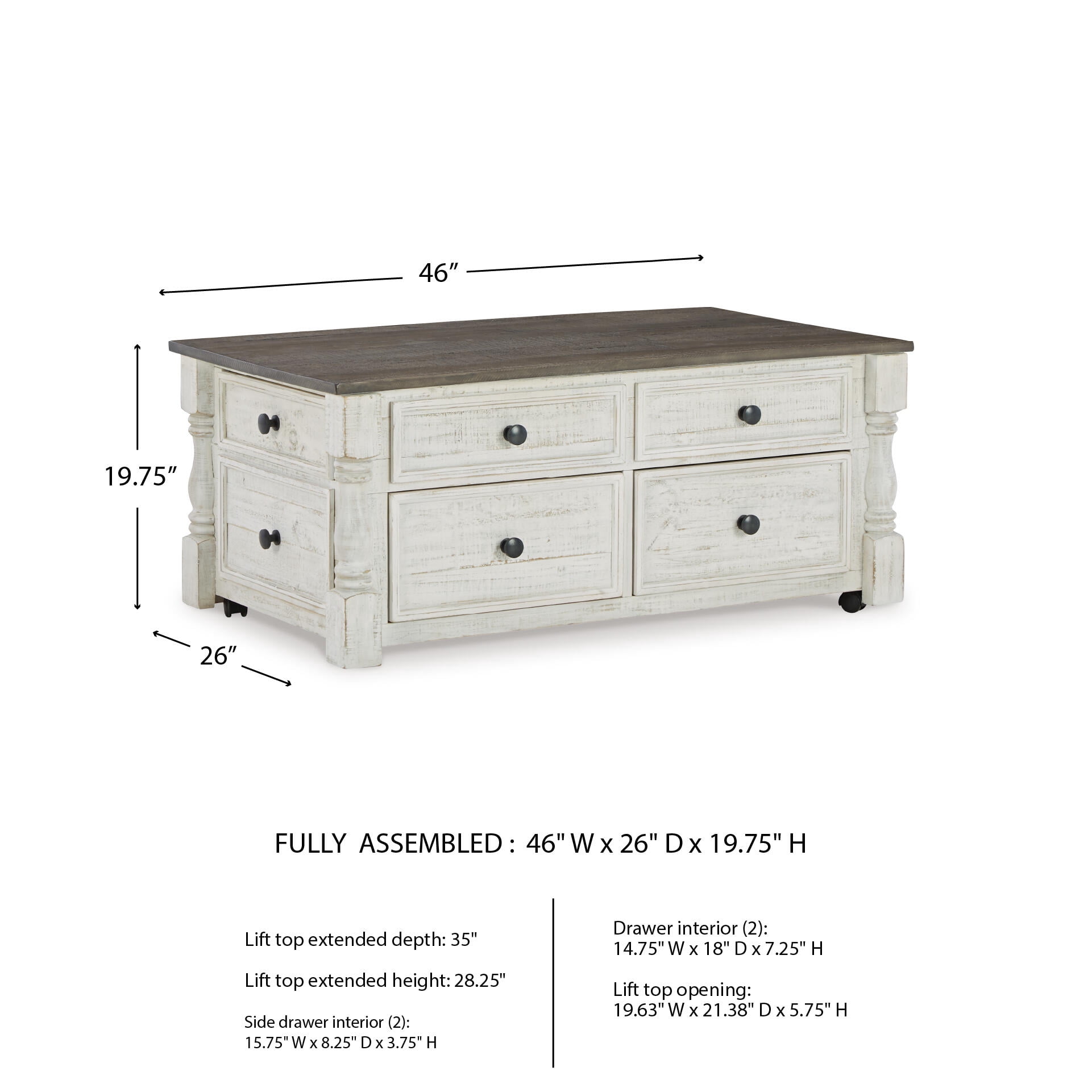 Signature Design by Ashley Casual Havalance Lift-Top Coffee Table, White/Gray