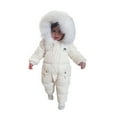 thumbnail image 3 of Curuila Infant Boys Girls Outwear Winter Solid Long Sleeve Zipper Hooded Coat Jumpsuit With Pocket Long Jacket Beige Size 3-6 Months, 3 of 3