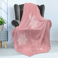 thumbnail image 4 of Rose Soft Flannel Fleece Throw Blanket, Dreamy Fantasy Spring Nature with Flourish Ornament and Flying Butterflies, Cozy Plush for Indoor and Outdoor Use, 70" x 90", Pale Rose Rose, by Ambesonne, 4 of 5