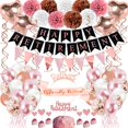 thumbnail image 1 of Decoraciones para fiestas de jubilación Bluegogo, oro rosa, 63 unidades, 1 of 7