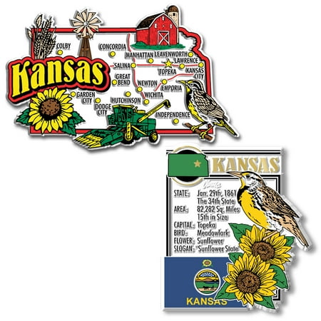 

Kansas Jumbo Map & State Montage Magnet Set by Classic Magnets