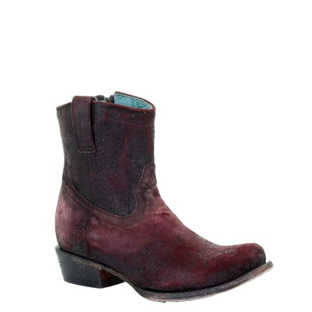 

Corral Ladies Wine Red Lamb Round Toe Shortie Ankle Boots C3416