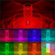 LED Crystal Table Lamp, Moclever Crystal Diamond Rose Table Lamp with Remote Touch Control, Rechargeable, 16 Color Change Atmosphere Bar Lamp