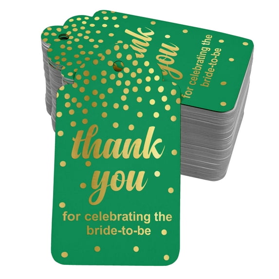 Inkdotpot Pack Of 50 Real Gold Foil Paper Tags ThankYou For Celebrating The Bride To Be Bridal Shower Favor Hang Tags