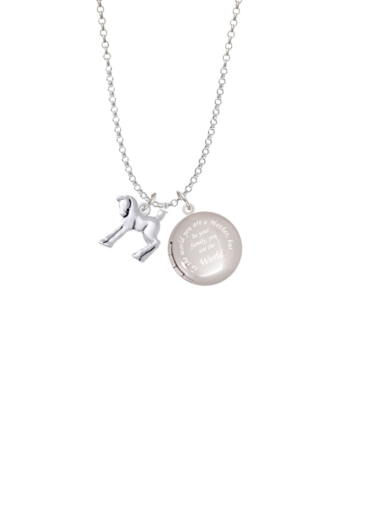 Delight Jewelry Silvertone Equestrian Horse To the World You are a Mother Locket Necklace