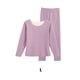 thumbnail image 3 of Qarigey 1 Juego de ropa interior de poliéster para mujer, ropa interior portátil de Color sólido con cuello redondo, ropa de dormir térmica para Ropa interior Púrpura claro Qarigey AP013675-02, 3 of 6