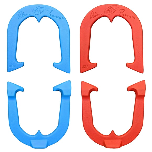 Alan Francis Signature Professional Pitching Horseshoes- Made in The USA (Red & Blue- Two Pair Set (4 Shoes))