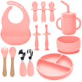 thumbnail image 1 of Set de alimentación para bebés SILI FACTORY de silicona, 13 unidades, más de 6 meses, rosa, 1 of 7
