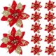 thumbnail image 2 of Flores artificiales de Navidad con purpurina, decoración para árbol de Navidad, adornos para Año Nuevo, flores falsas de Navidad, 2 of 5