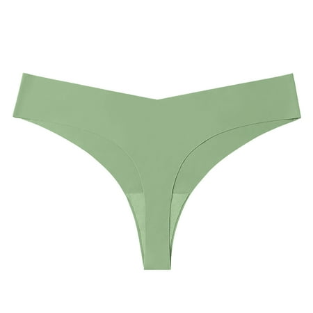 Icvfdpl Womens Underwear Low Waisted Ice Silk Seamless T Shaped Large Leisure Relaxed Fit Panties For Women Green S