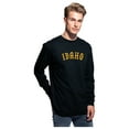thumbnail image 2 of Daxton Retro Idaho Arch Font Long Sleeves T Shirt Soft Medium Weight Cotton, Black Tee Gold Font, 2XL, 2 of 2