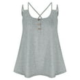 thumbnail image 6 of Binmer Tank Top For Women Solid V Neck Sleeveless Loose Casual Button Details Tank Tops T-shirt Blouse, 6 of 8
