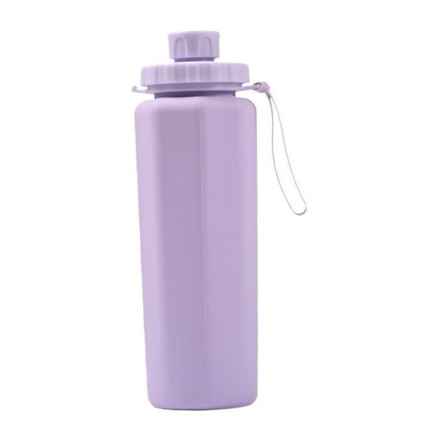 Botella de agua, botella deportiva, reutilizable, para bebidas frías y calientes, botella de silicona, botella para beber para correr, gimnasio, Púrpura