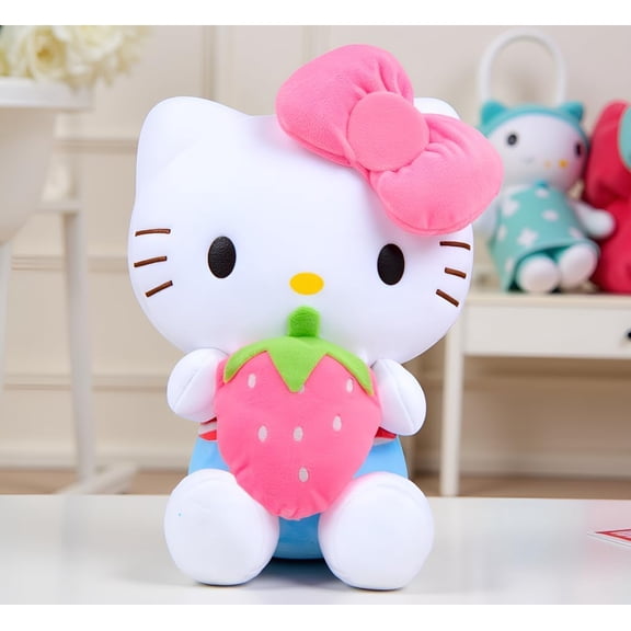 Pink Cat Plush Toy - Kawaii Stuffed Animal with Bow