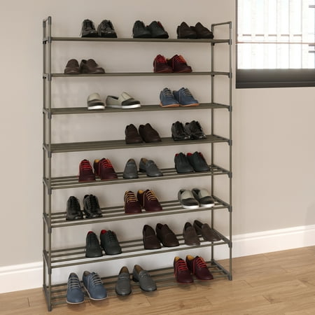 Somerset Home 8-Tier Stackable Shoe Rack Organizer - 40.9"x60.6" Shoe Shelf Organizer for 40 Pairs Sneakers, Heels, Boots (Gray)
