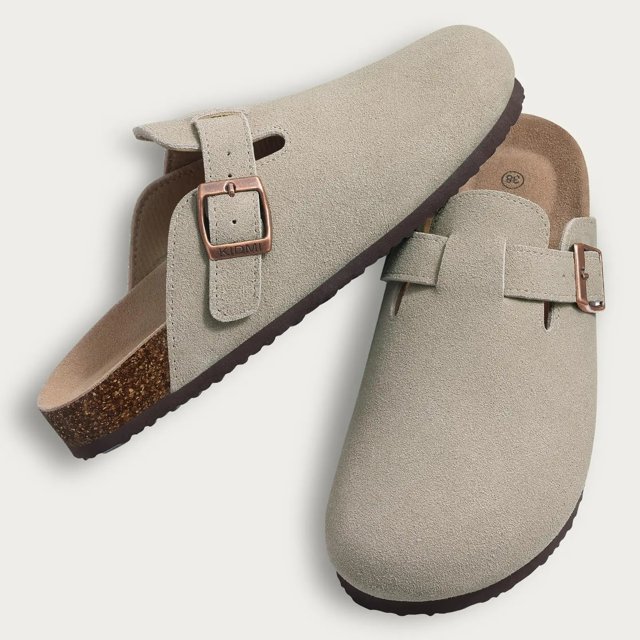 Crestar-Zapatillas de ante de corcho para mujer y hombre, zuecos de moda, zapatillas clásicas antideslizantes para exteriores con soporte de arco
