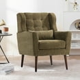 thumbnail image 3 of Furvclv Upholstered Fabric Accent Chair, Mid-Century Modern Armchair With High Back And Cushion, Solid Wood Legs Supports, For Bedroom Living Reading Room Office, 3 of 9