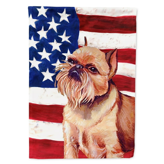 Carolines Treasures LH9023GF 11 x 15 in. USA American Flag with Brussels Griffon Garden Size Flag