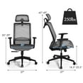 thumbnail image 2 of Costway Ergonomic High Back Mesh Office Chair Recliner Task Chair w/Hanger Grey, 2 of 10