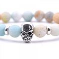 thumbnail image 3 of Men's Natural Stone Stainless Steel Bracelet Skull Colored Frosted Stone, 3 of 3