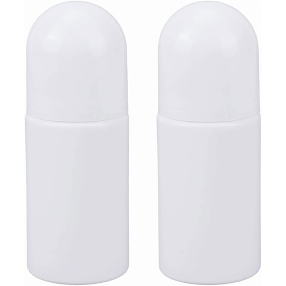 2Pcs Roll-on Bottles 50ml Essential Oil Roller Bottles White Plastic Anti-perspirant Empty Reusable Deodorant Bottle Leak-Proof Refillable