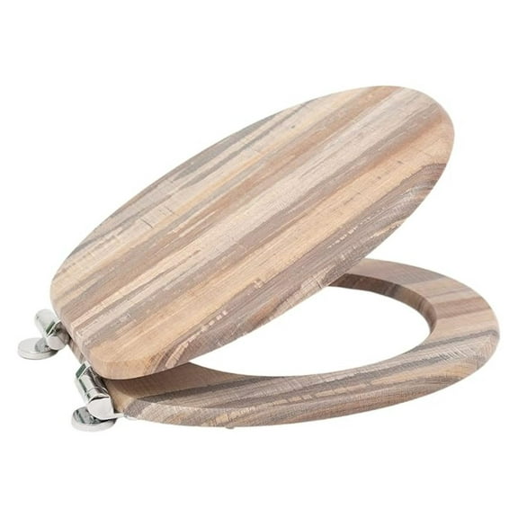 Round Toilet Seat, Soft Close with Alloy Hinges - Wood Toilet Seat for Easy Install & Cleaning, Scratch Resistant