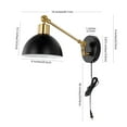 thumbnail image 4 of JONATHAN Y Lisa 18" Swing Arm 1-Light Modern Midcentury Iron USB Charging Port LED Sconce, Black/Brass Gold, 4 of 9