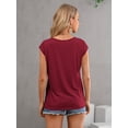 thumbnail image 4 of SLADYGLO Women V Neck 1/4 Cap Sleeve Basic T-Shirt, 4 of 5