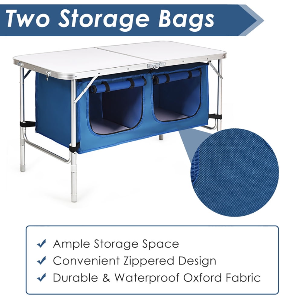 Aimee Lii Height Adjustable Folding Camping Table, Portable Tables Folding, Blue Aimee Lii Height Adjustable Folding Camping Table, Portable Tables Folding, Blue