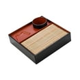 thumbnail image 5 of kowaku Soba Noodle Plate Cold Soba Serving Dish Food Appetizer Tray Kitchen with Drain Mat Drainboard Sushi Serving Plate Square black inside, 5 of 9