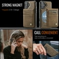 thumbnail image 4 of Allytechgroup 2 In 1 Wallet Case for iPhone 16, PU Leather Magnetic Case with Detachable Cards Holder Support Wireless Charging Full Body Protector Cover for iPhone 16, Coffee, 4 of 11