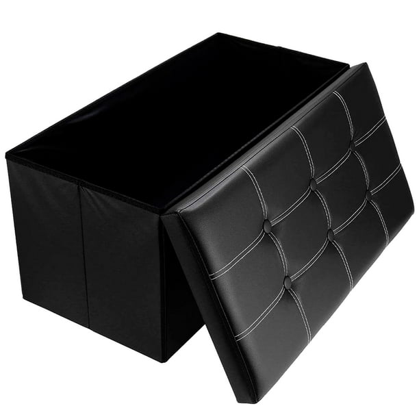 seraphiel Banco de Almacenamiento Otomano Plegable, Sillon Puff Almacenaje Zapatera de Piel Sintética Impermeable para Sala, Soporta hasta 150 kg Asiento con Relleno Confortable