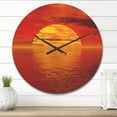 thumbnail image 2 of Designart 'Yellow Sun Falling to Red Ocean ' Modern Wood Wall Clock, 2 of 5