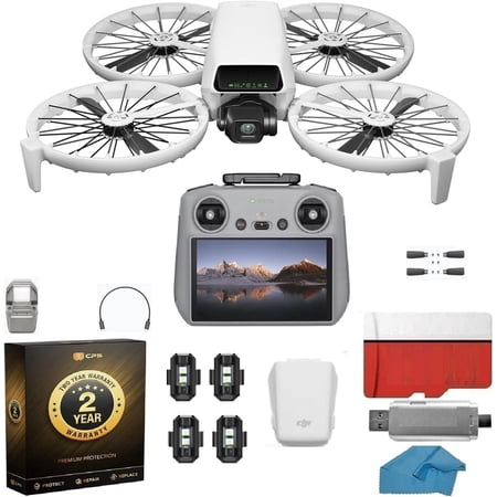 DJI Flip with 2-Year Extended Warranty & RC 2 Screen Remote | 4K UHD Camera Drone, Follow Me, Palm Takeoff, Under 249g | 128GB MicroSD & Backpack Bundle