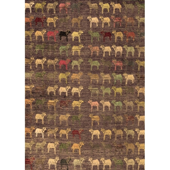 Ahgly Company Indoor Rectangle Abstract Brown Modern Area Rugs, 3' x 5'