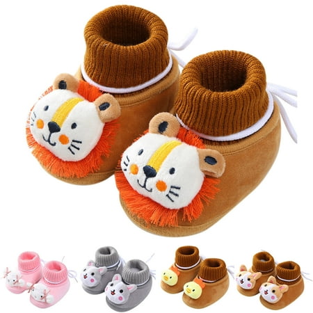 

LYCAQL Toddler Shoes Winter Children Toddler Shoes Boys And Girls Floor Shoes Non Slip Plush Warm Slip On Toddler Boys Running Shoes (D 4 )